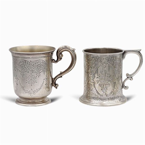 Two silver mugs