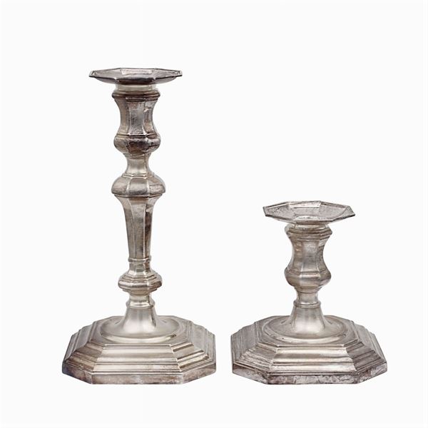 Two silver candlesticks