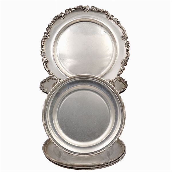 Group of small silver plates (7)