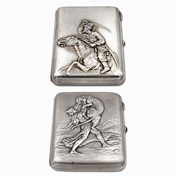 Due scatole portasigarette in argento
