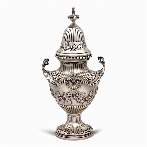 Silver urn vase