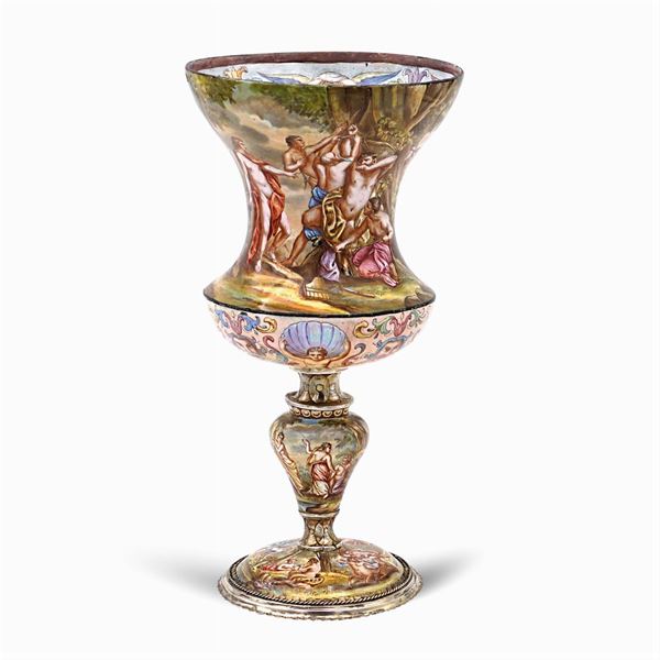 Silver and polychrome enamels cup