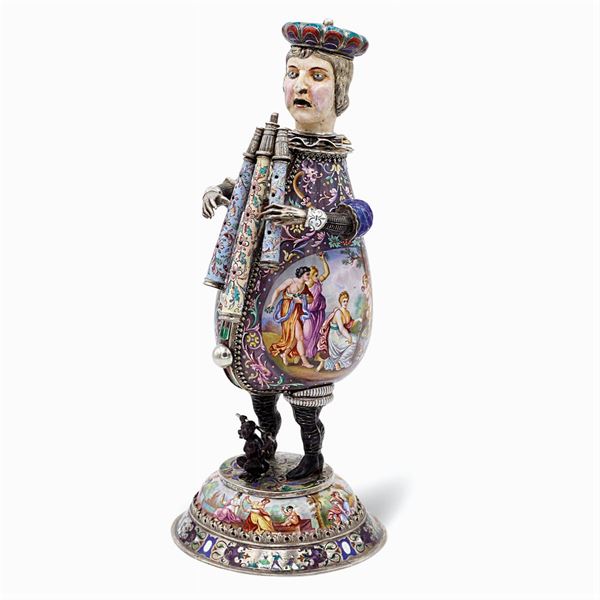Giuseppe Succi - Silver and polychrome enamels bottle