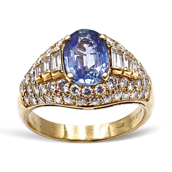 Bulgari,18kt gold ring with sapphire 