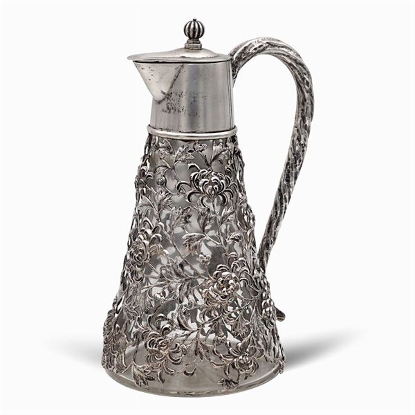 Silver and glass jug  (oriental manifacture, 19th-20th century)  - Auction FINE SILVER & THE ART OF THE TABLE - III - Colasanti Casa d'Aste
