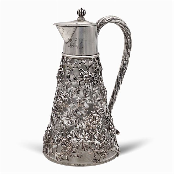 Silver and glass jug