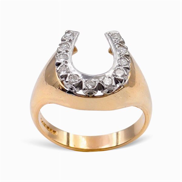 Anello a ferro di cavallo in oro giallo 14 kt