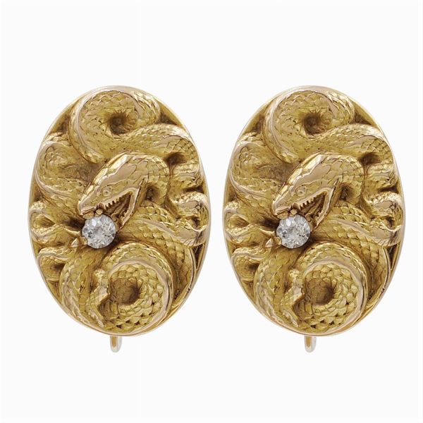 Orecchini vittoriani in oro giallo 14 kt