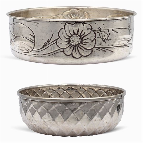 Two silver bowls