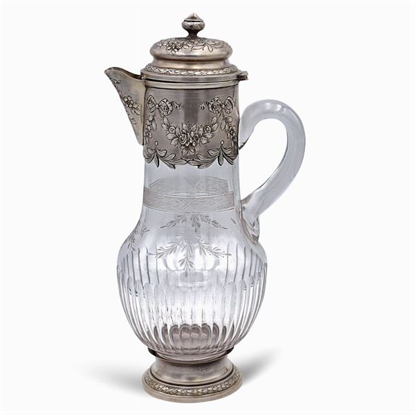 Glass and silver jug  (France, late 19th century)  - Auction FINE SILVER & THE ART OF THE TABLE - III - Colasanti Casa d'Aste