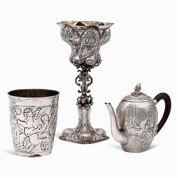 Group of silver objects (3)  (Germany, 19th century)  - Auction FINE SILVER & THE ART OF THE TABLE - III - Colasanti Casa d'Aste
