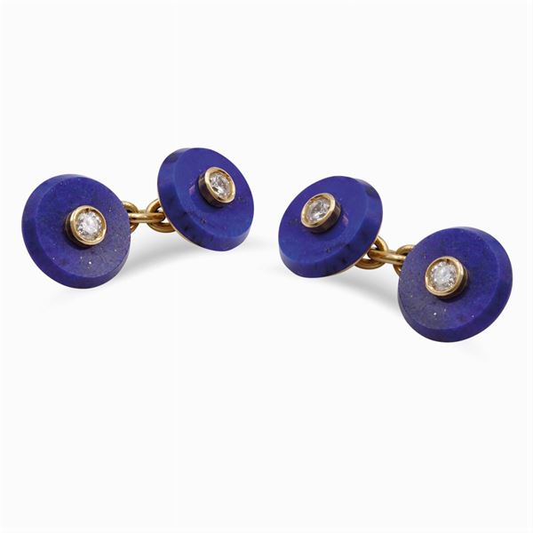 18kt gold and lapislazuli cufflinks
