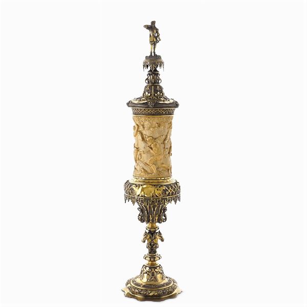 Large bone and vermeil cup