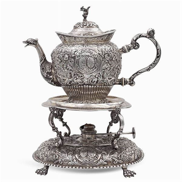 Silver teapot with warmer