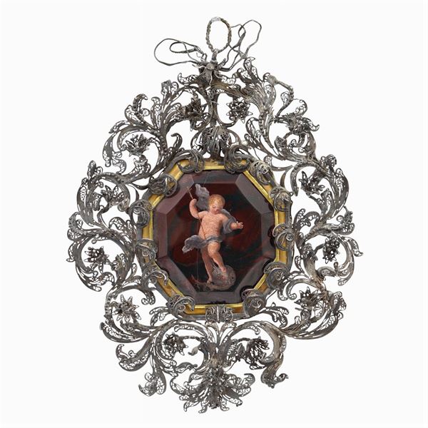 Silver and filigree plaque
