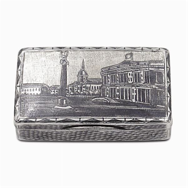 Tabacchiera in argento e niello