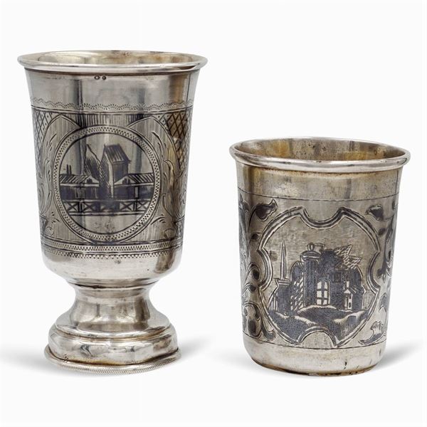 Two silver and niello glasses  (Russia, 19th century)  - Auction FINE SILVER & THE ART OF THE TABLE - III - Colasanti Casa d'Aste