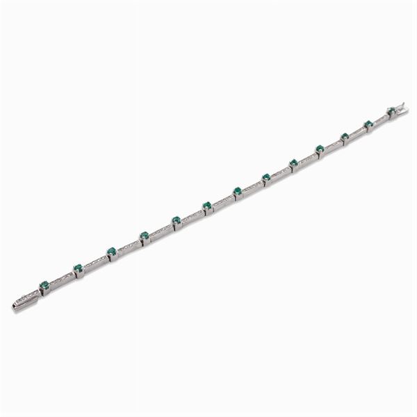 Bracciale tennis in oro bianco 18kt e diamanti