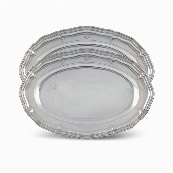 Pair of silver serving trays