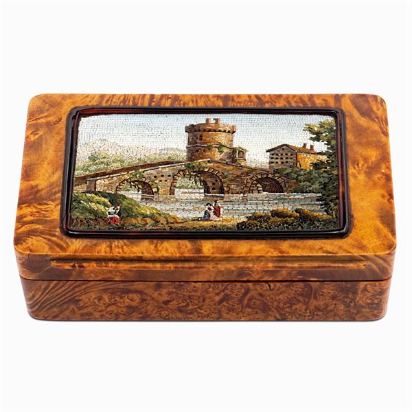 Briar root and micromosaic snuff box