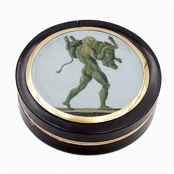Shell, gold and micromosaic snuff box