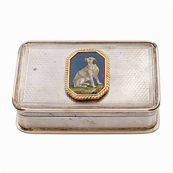 Silver, vermeil and micromosaic snuff box