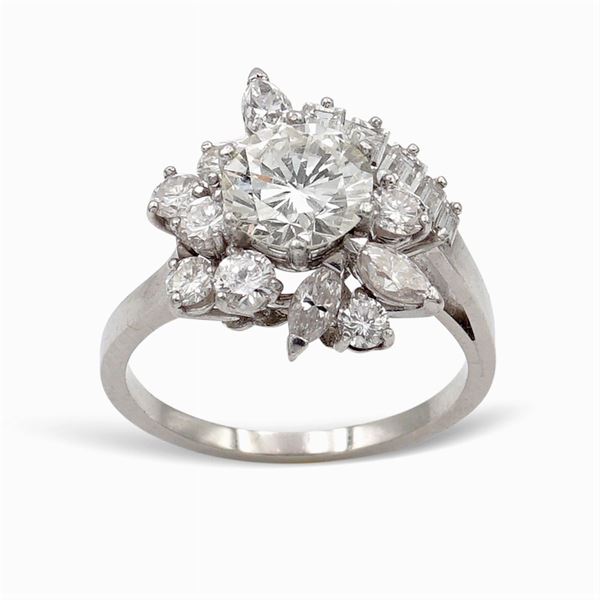 Anello in platino e diamante ct 1,59 circa