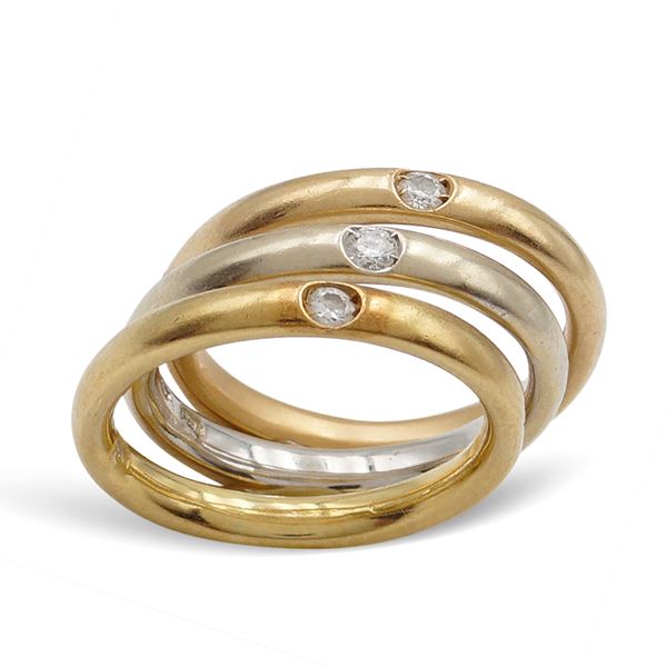Pomellato, 18kt three color gold band rings