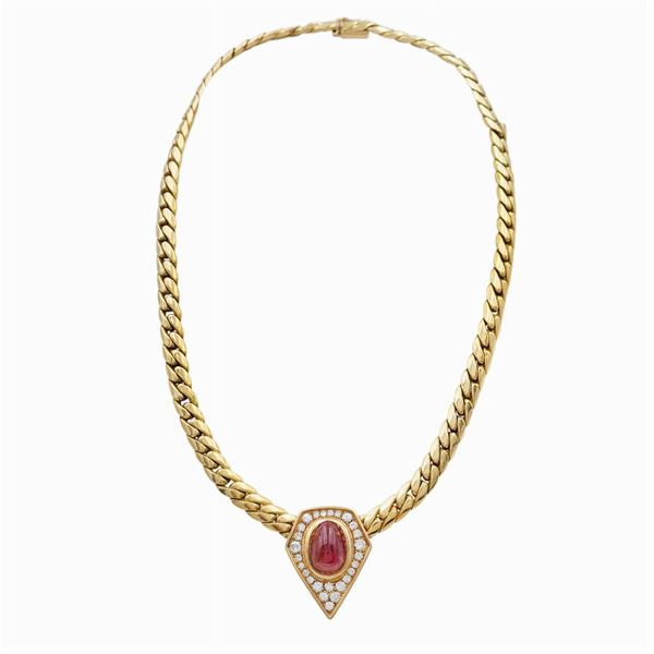 18kt gold collier with groumette links
