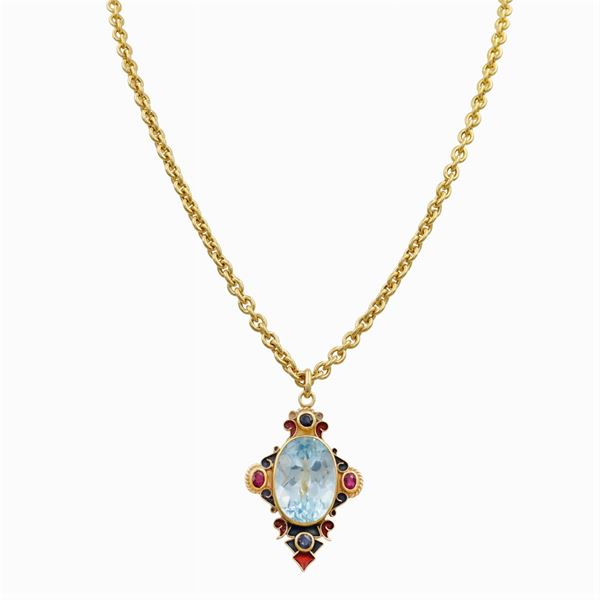 Diego Percossi Papi, pendant with blue topaz