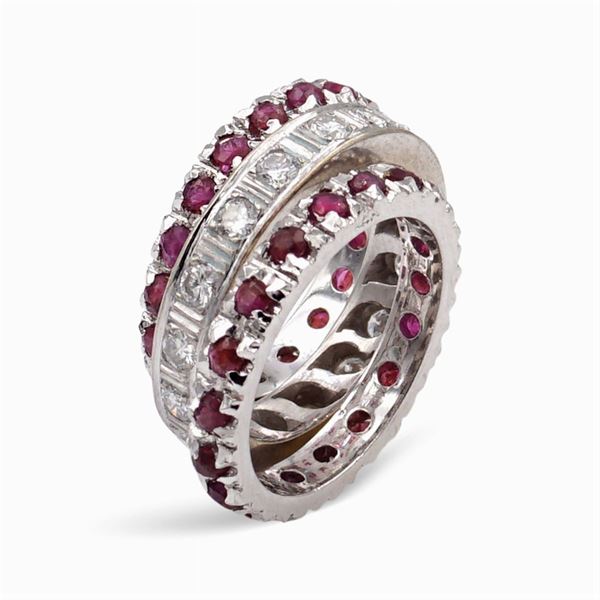 Anello tre fedi in oro bianco 18kt