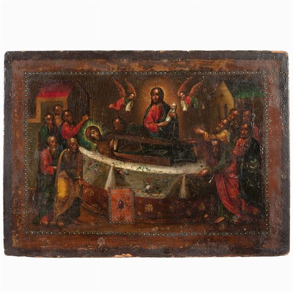 Icon depicting "The Dormition of Virgin Mary"