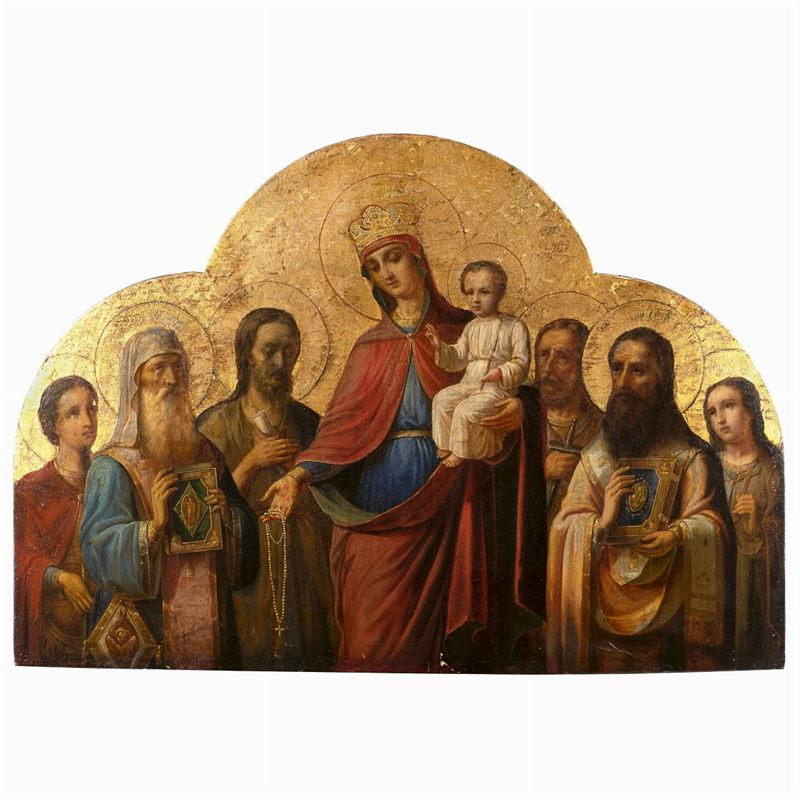 Icona Raffigurante "madonna con Bambino e Santi"