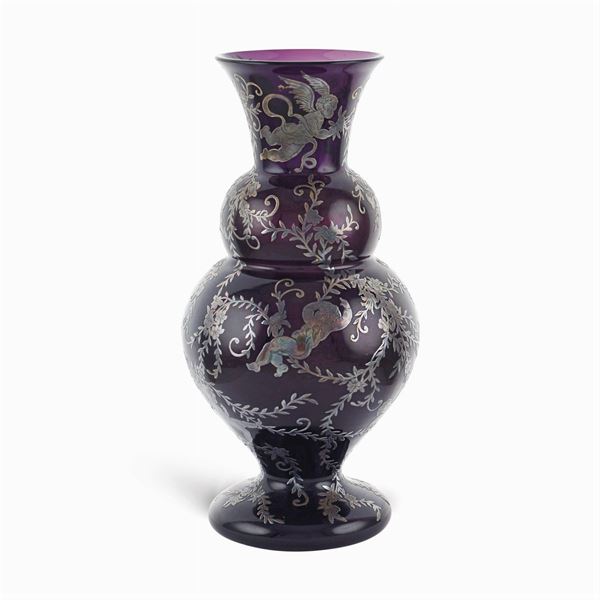 Vaso in vetro e argento