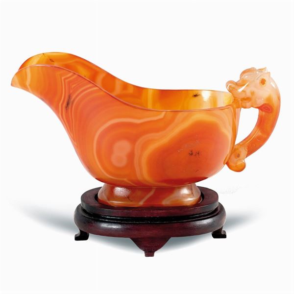 Variegated agate sauce boat