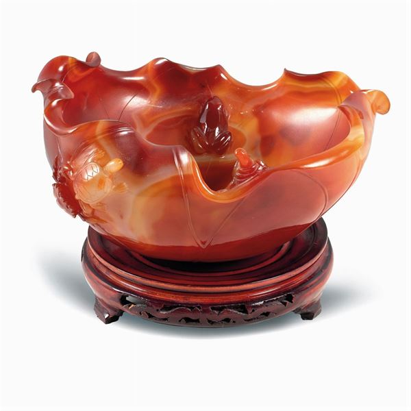 Bowl in agata variegata  (Cina, XX Sec.)  - Asta Da Importanti Collezioni Romane - Colasanti Casa d'Aste