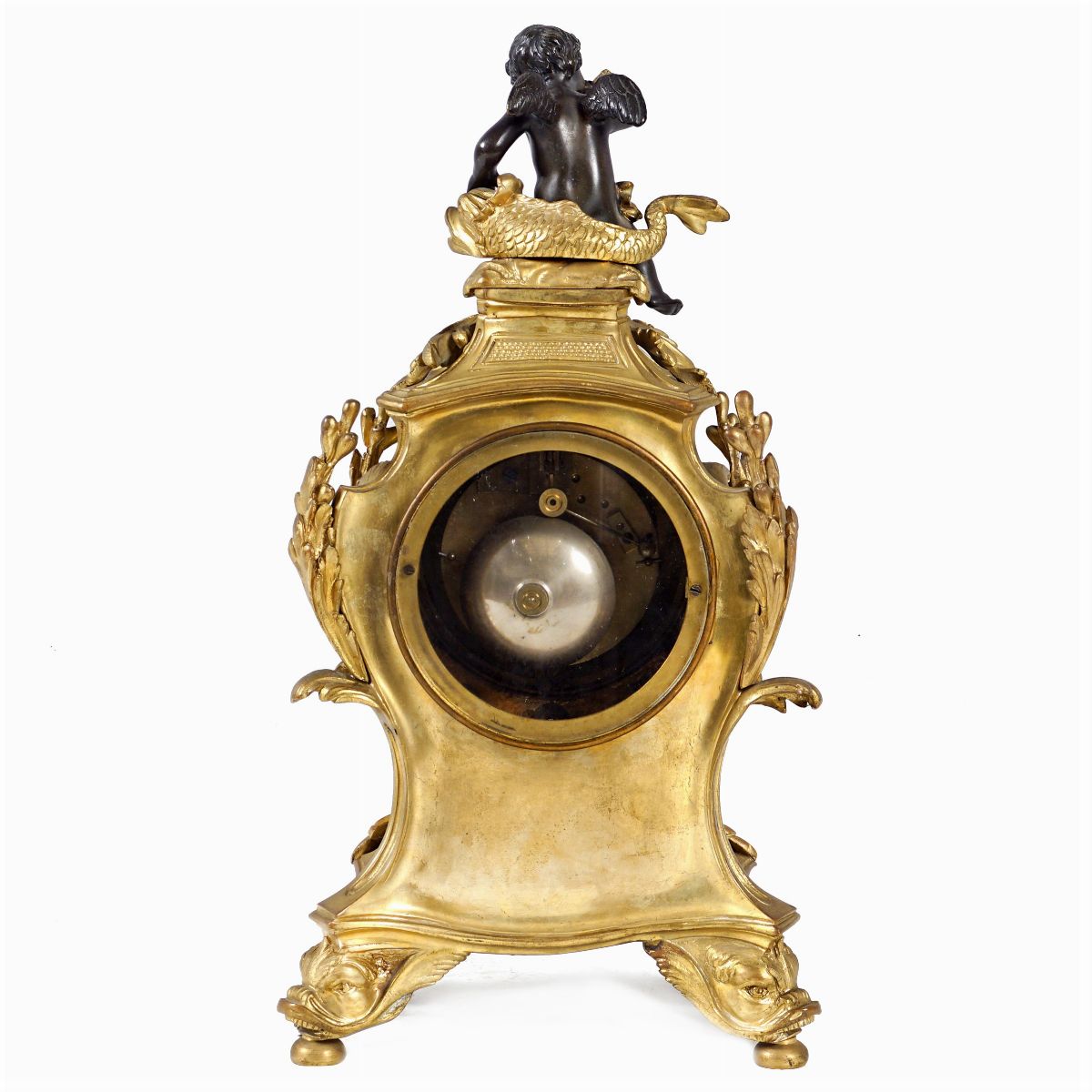 Orologio da Tavolo in Bronzo Dorato e Brunito