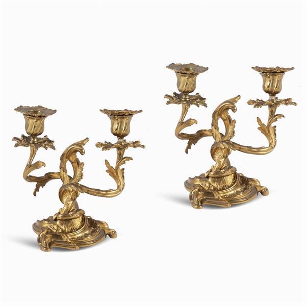 Pair of gilt bronze candlesticks