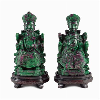 Coppia di Sculture in Zoisite