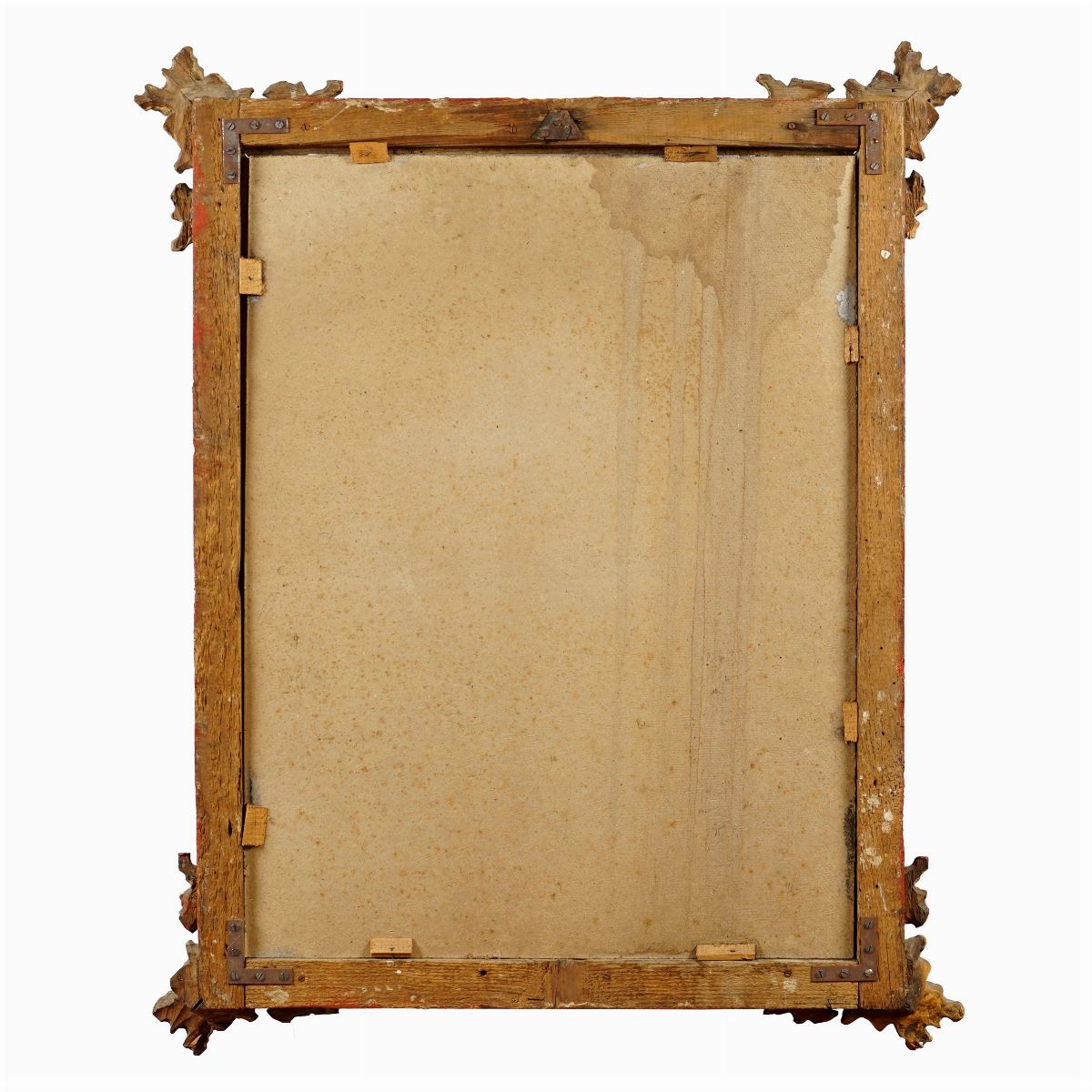 Coppia di Specchiere in Legno Dorato e Laccato Rosso