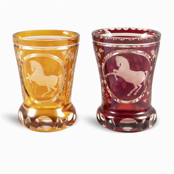 Two cut crystal glasses  (Bohemia, 19th-20th century)  - Auction OLD MASTER AND 19TH CENTURY PAINTINGS - I - Colasanti Casa d'Aste