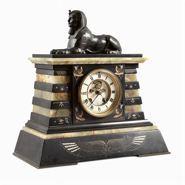 Marble and bronze mantel clock