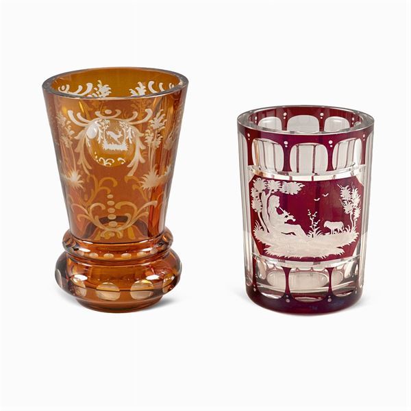 Due bicchieri in cristallo molato  (Boemia, XIX-XX Sec.)  - Asta DIPINTI ANTICHI DA UNA PRESTIGIOSA DIMORA ROMANA - I - Colasanti Casa d'Aste