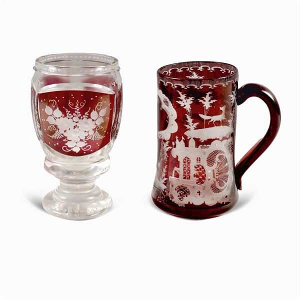 Due bicchieri in cristallo molato  (Boemia, XIX-XX Sec.)  - Asta ARTI DECORATIVE DEL 900  - Colasanti Casa d'Aste