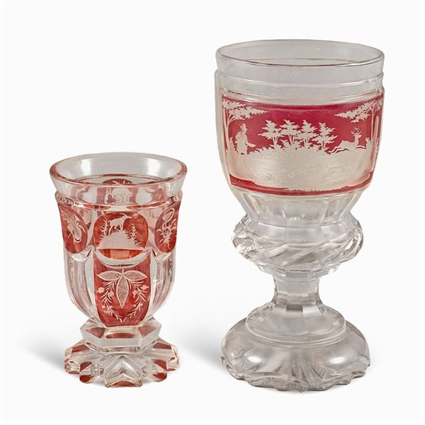 Two cut crystal glasses
