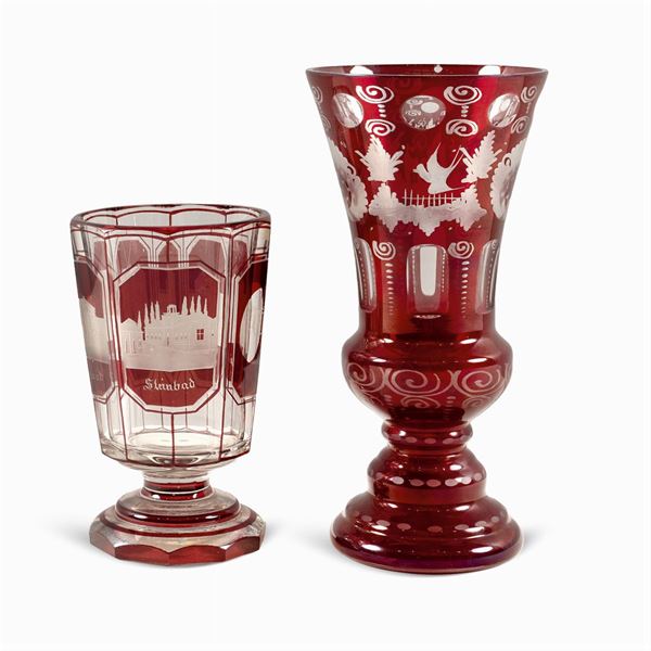 Due bicchieri in cristallo molato  (Boemia, XIX-XX Sec.)  - Asta DIPINTI ANTICHI DA UNA PRESTIGIOSA DIMORA ROMANA - I - Colasanti Casa d'Aste