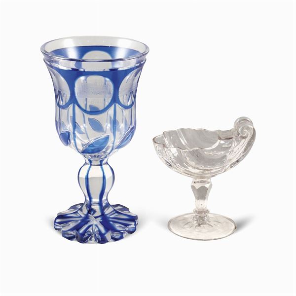 Cut crystal glass and small stand