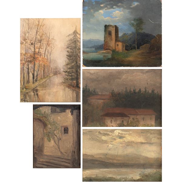 Group of paintings (5)  (different manifactures)  - Auction OLD MASTER AND 19TH CENTURY PAINTINGS - I - Colasanti Casa d'Aste