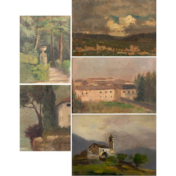 Group of paintings (5)  (different manifactures)  - Auction OLD MASTER AND 19TH CENTURY PAINTINGS - I - Colasanti Casa d'Aste