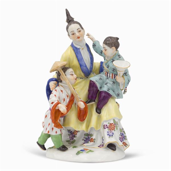 Meissen, polychrome porcelain group